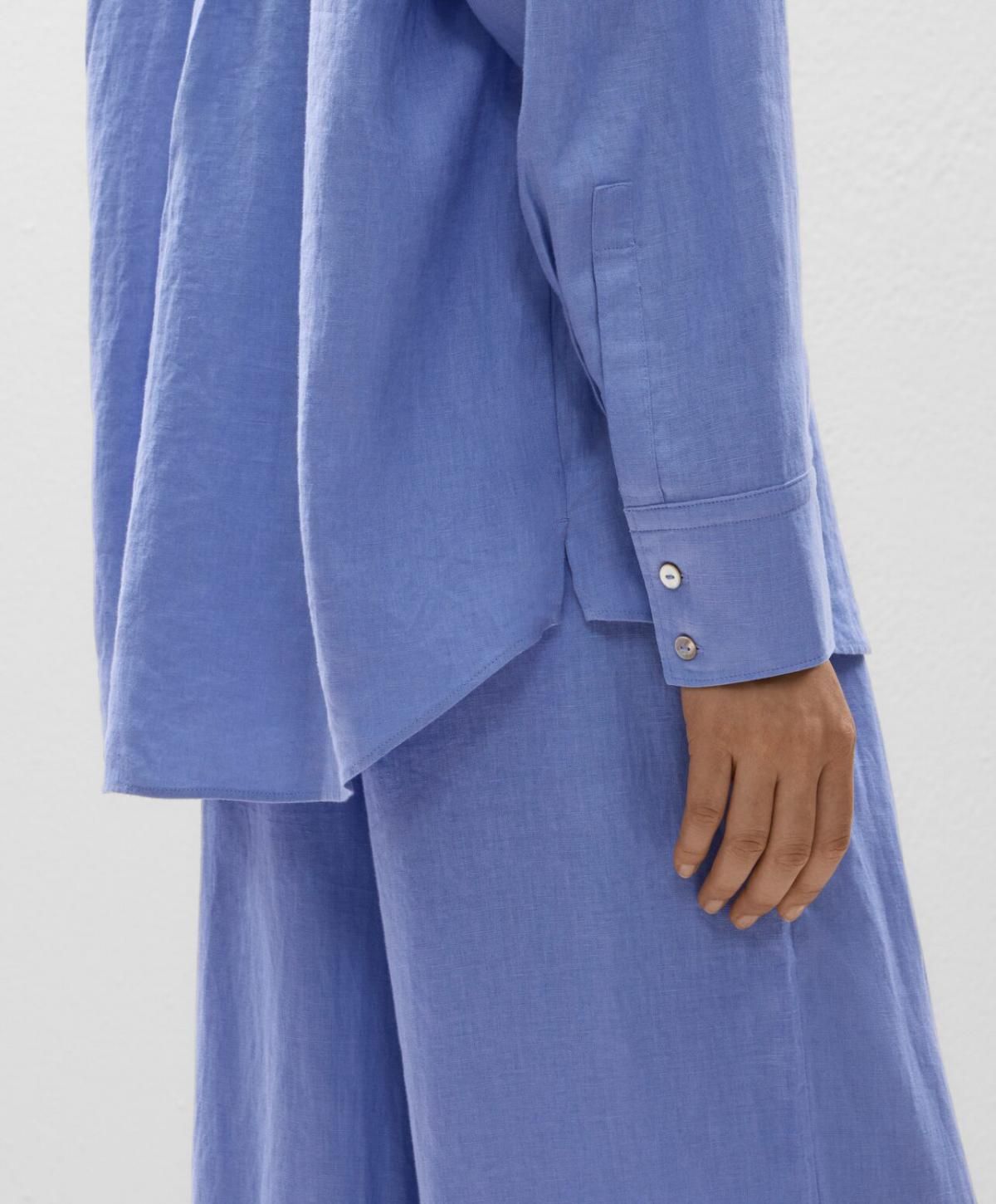 오이쇼 린넨 100 릴렉스핏 긴팔 셔츠 1080/313 MIDBLUE - 상세 이미지 5