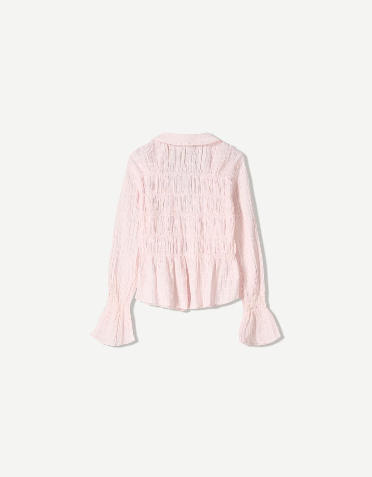 버쉬카 러플 셔링 로맨틱 블라우스 Rustic gathered shirt 6258/494 PINK - 상세 이미지 5
