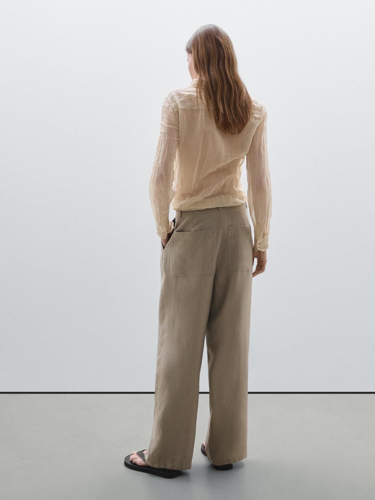 마시모두띠 100 린넨 와이드 미드라이즈 팬츠 5031/831 TAUPE GREY - 상세 이미지 4