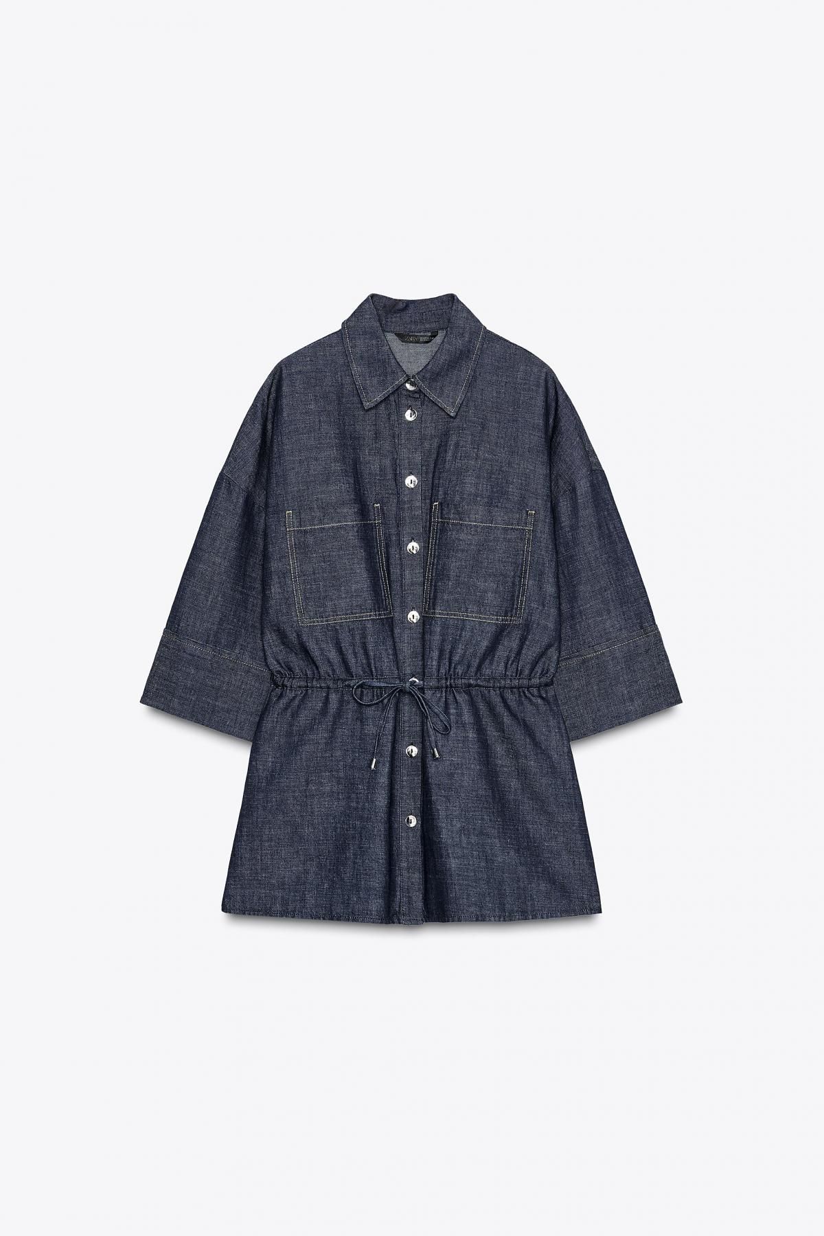 자라 데님 린넨블렌드 사파리 셔츠 7982/454 INDIGO - 상품 이미지