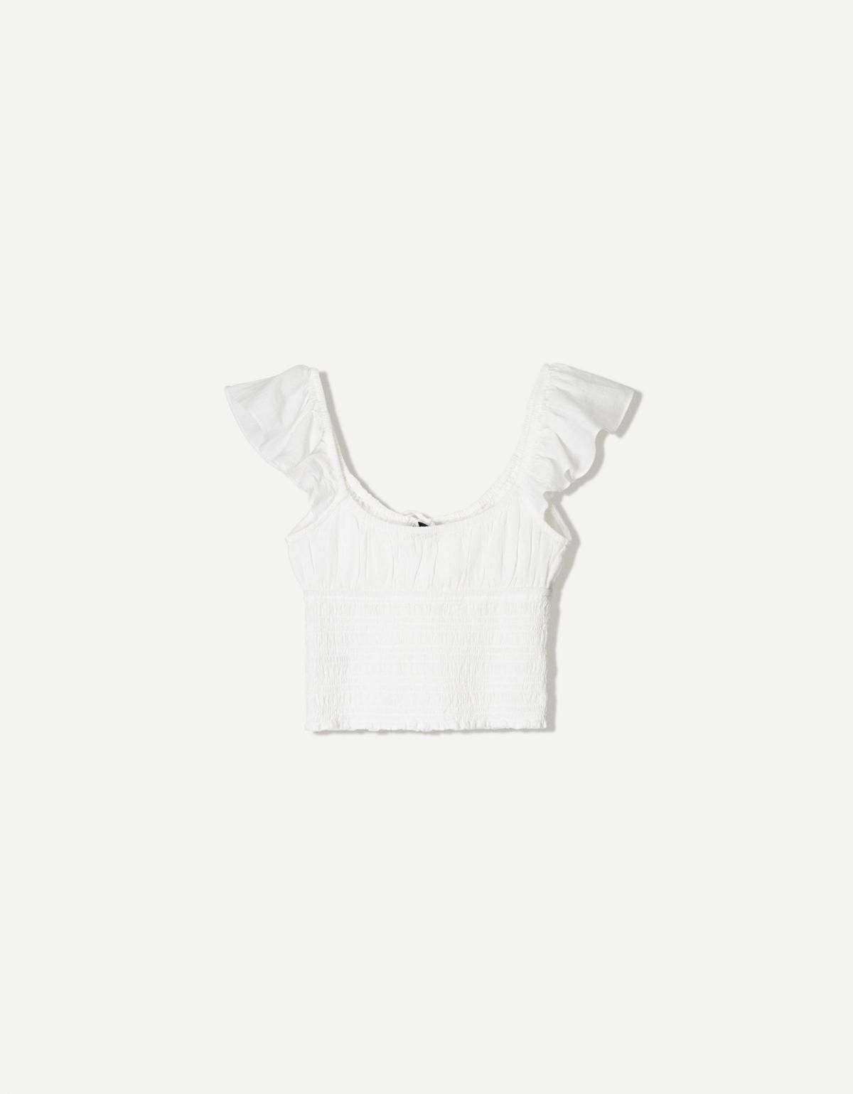 버쉬카 러스틱 개더드 탑 3803/494 WHITE - 상세 이미지 2