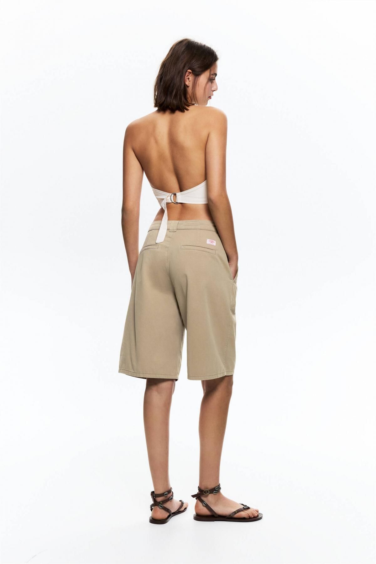 풀앤베어 베이직 치노 버뮤다 반바지 7696/323 OCHRE - 상세 이미지 4