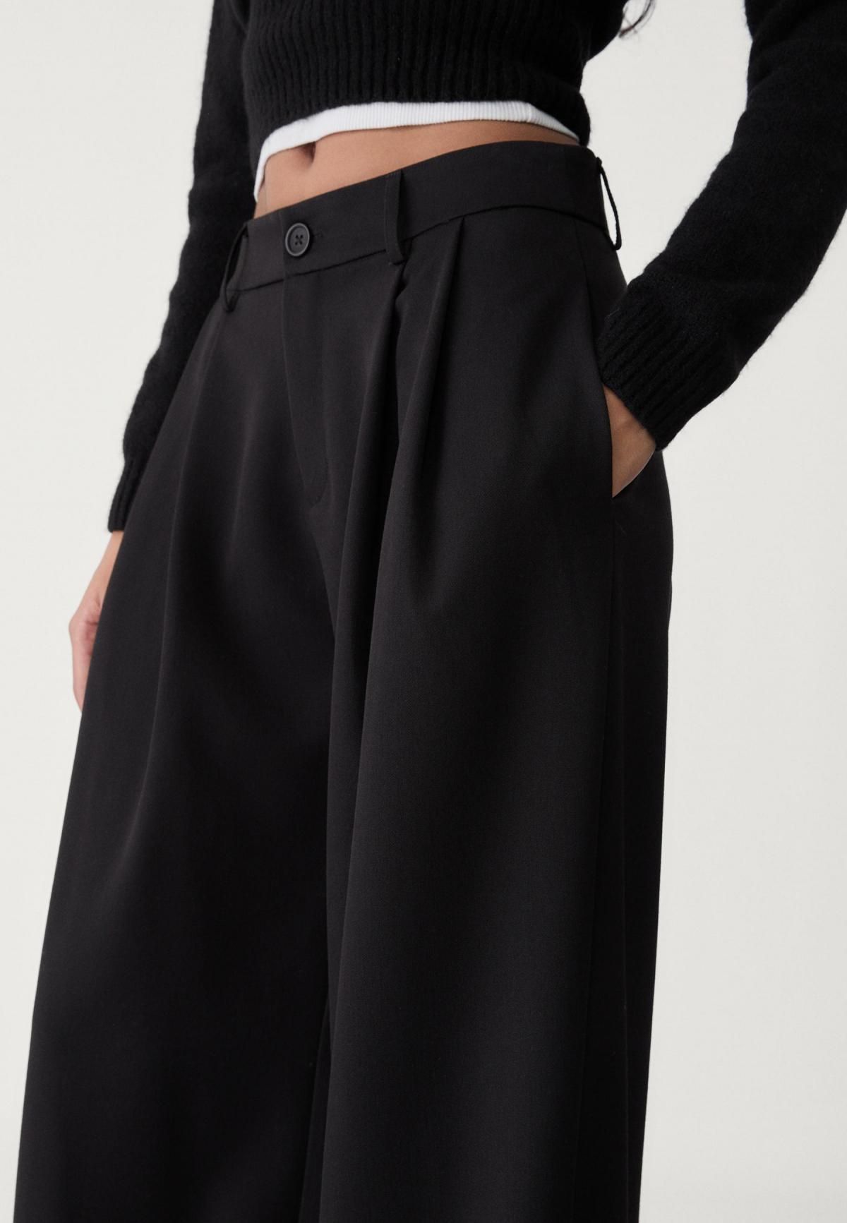 스트라디바리우스 테크니컬 와이드핏 슬랙스 팬츠 미드웨이스트 다트 8266/300 BLACK - 상세 이미지 3