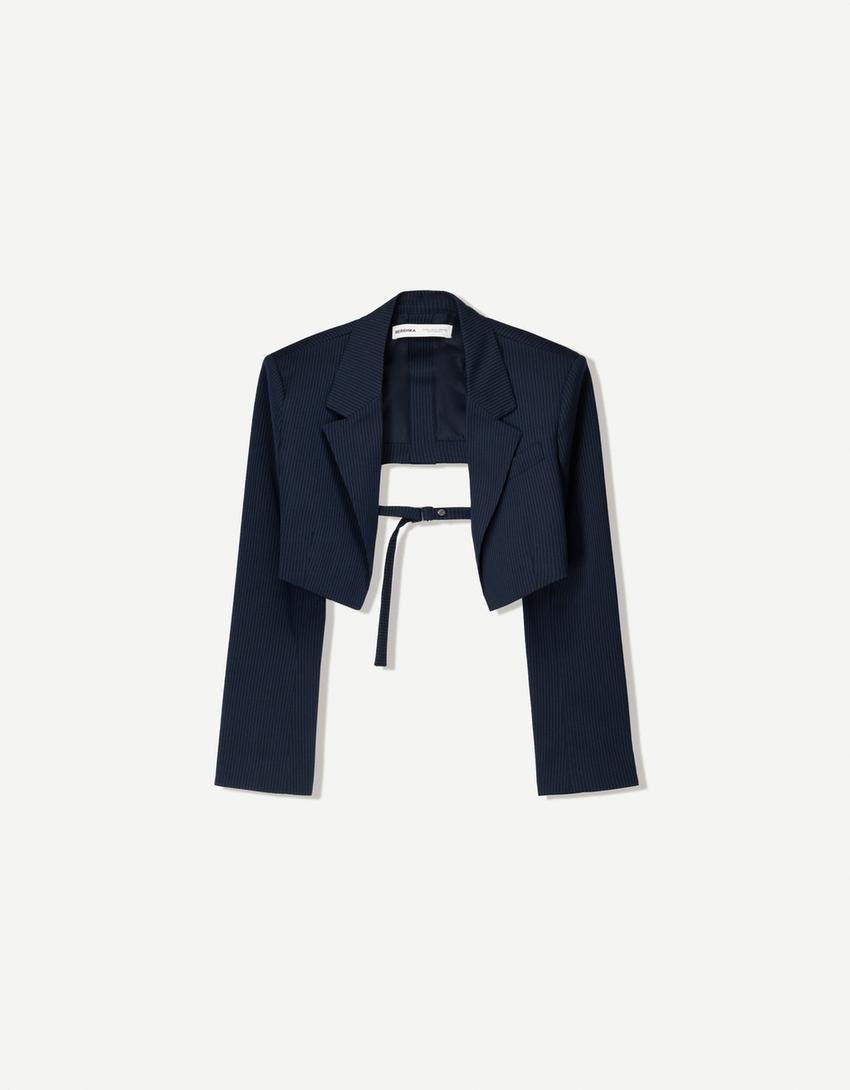 버쉬카 테크니컬 크롭 블레이저 1486/710 NAVY - 상품 이미지