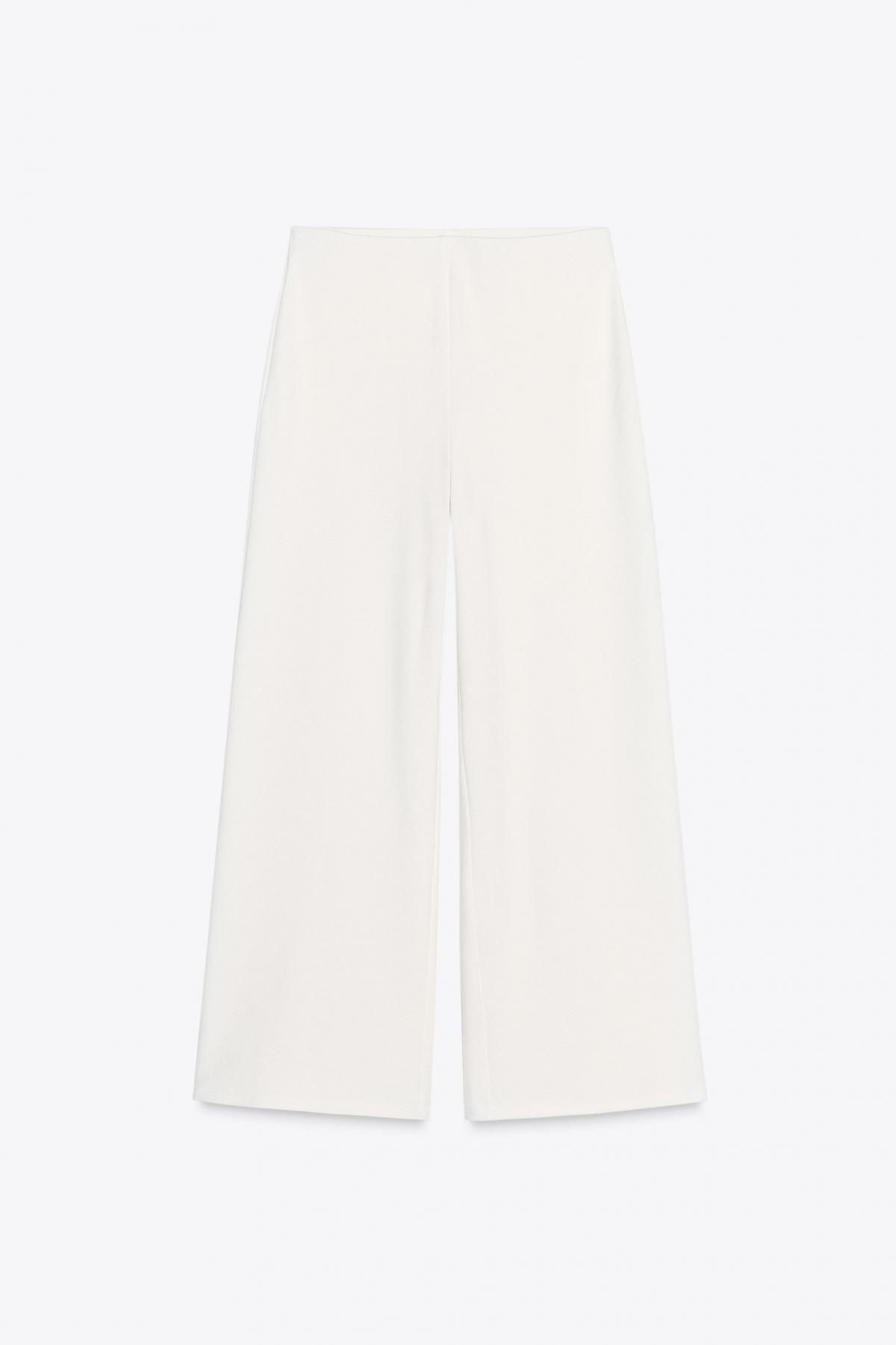 자라 텍스처 와이드 팬츠 3644/178 OYSTER-WHITE - 상세 이미지 5