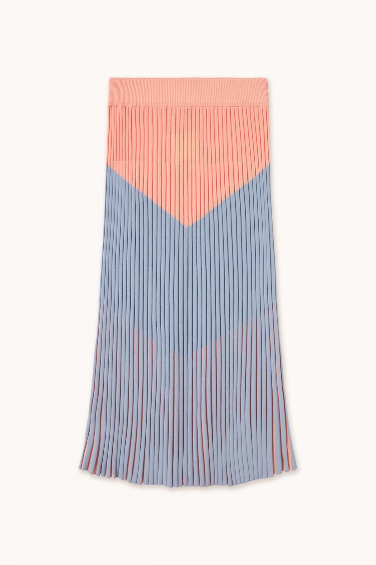타이니코튼 플리츠 멀티컬러 컬러블록 미디 스커트 SS25-769R77 AZUL/ROSA - 메인 이미지