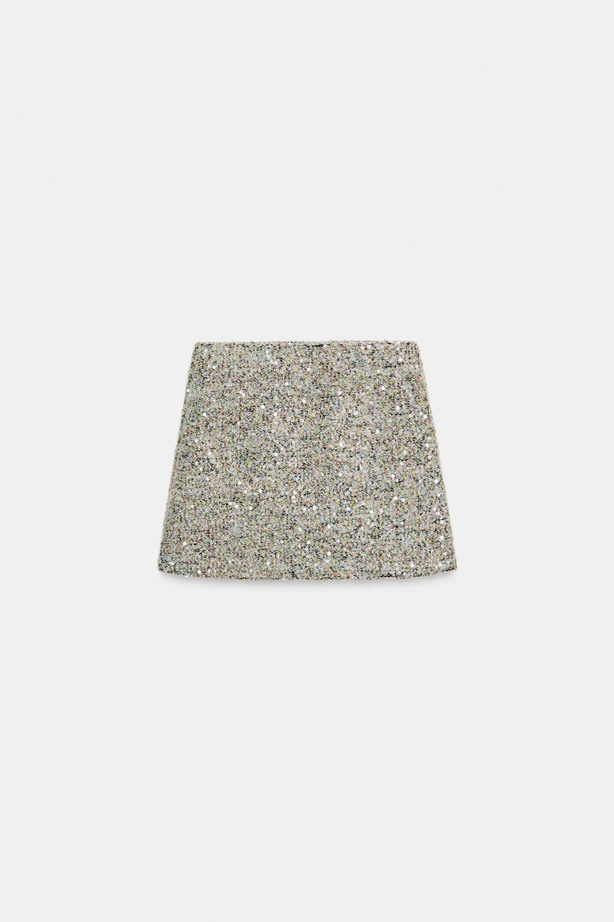 자라 시퀸 하이웨이스트 미니 스커트 8779/652 LIGHT GREEN - 메인 이미지