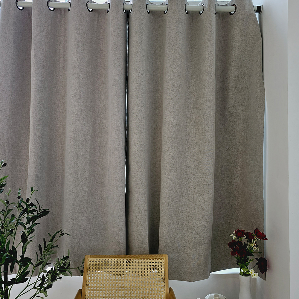 [창문형] 암막커튼+초강력 커튼압축봉 세트 모카베이지, 260x165cm