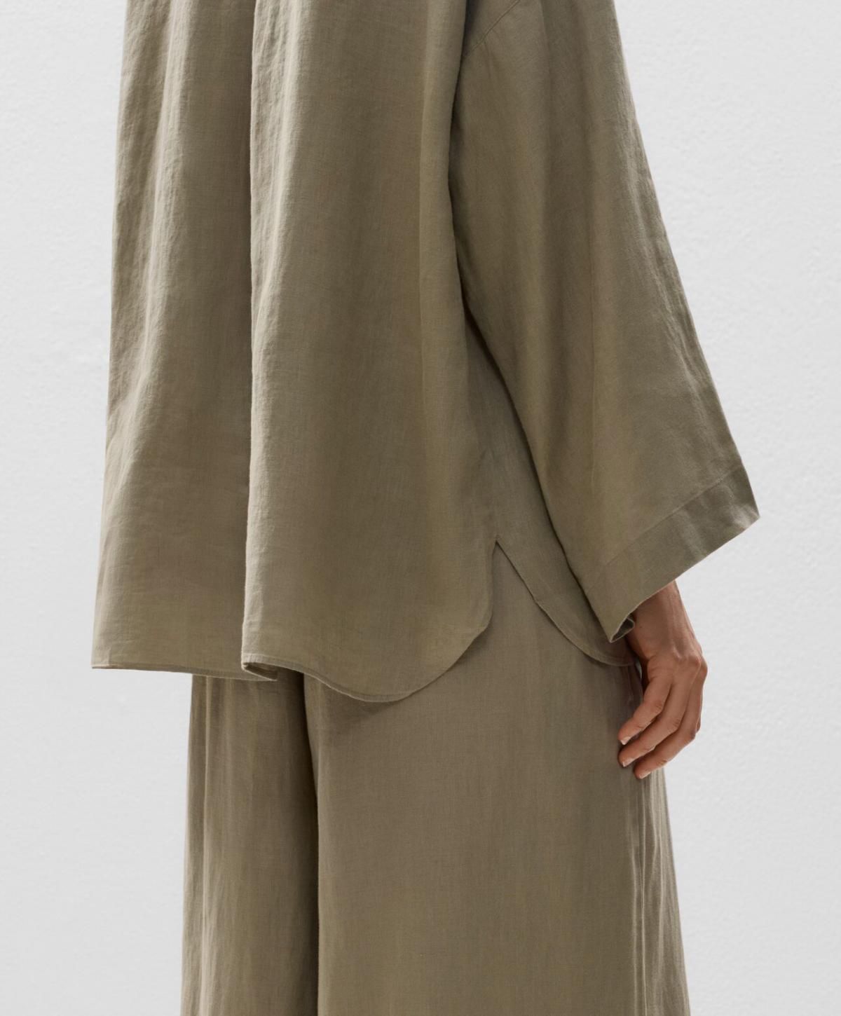 오이쇼 내추럴 린넨 오버사이즈 긴팔 셔츠 1041/750 WASHEDKHAKI - 상세 이미지 5