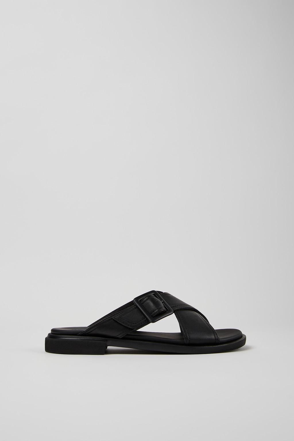 캠퍼 미니멀 블랙 크로스 스트랩 샌들 Edy K201384-005 BLACK - 상품 이미지