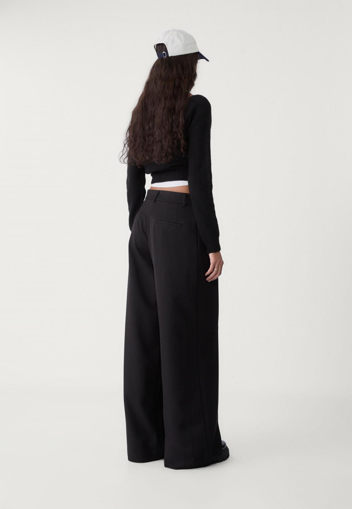 스트라디바리우스 테크니컬 와이드핏 슬랙스 팬츠 미드웨이스트 다트 8266/300 BLACK - 상세 이미지 4