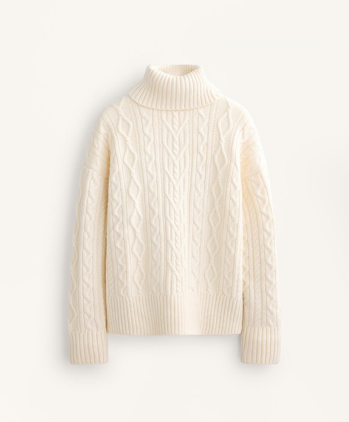 오이쇼 아이보리 데일리 하이넥 케이블 니트 스웨터 3827/773 ECRU - 상품 이미지