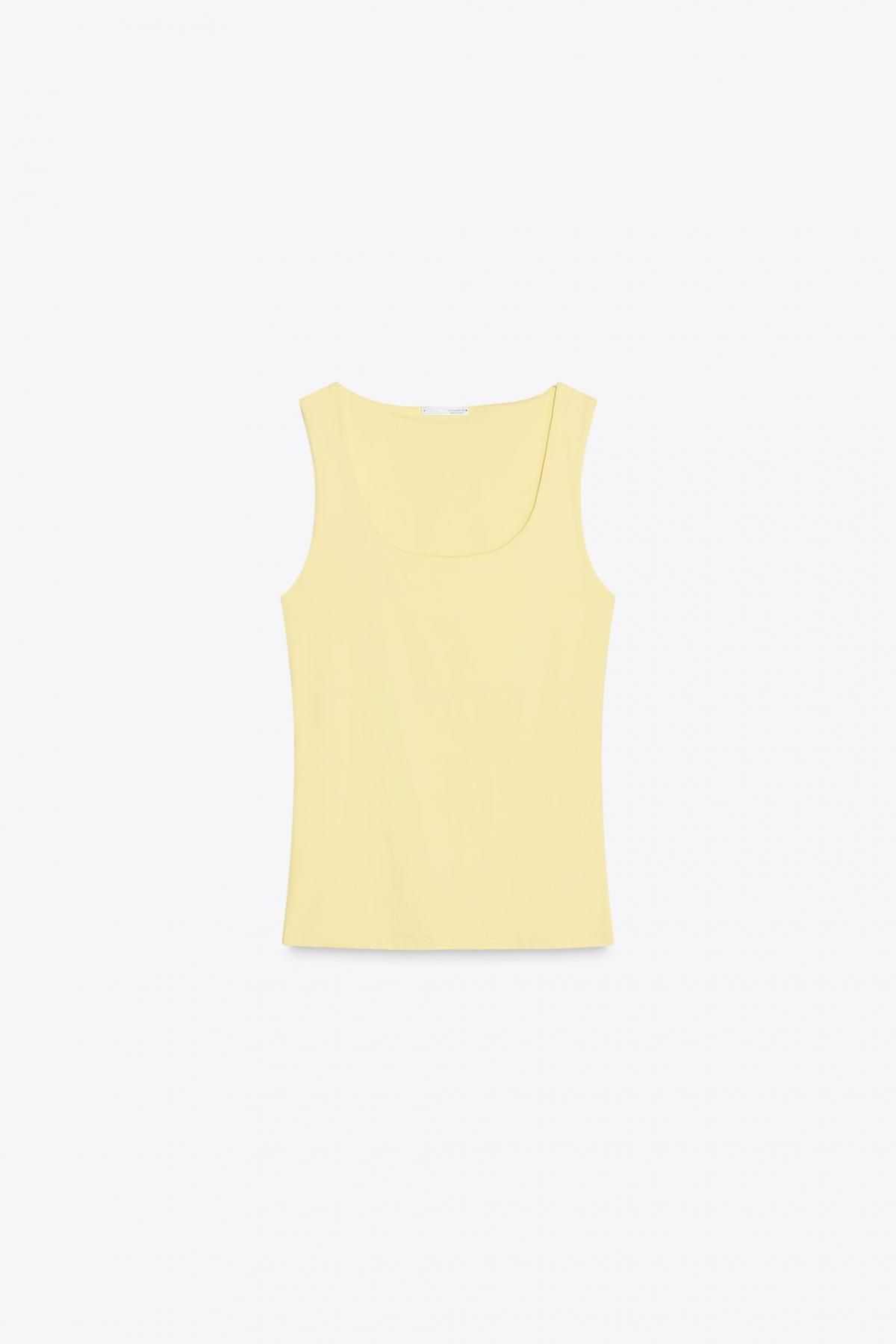 자라 폴리아미드 와이드 스트랩 탑 3905/531 LIGHT YELLOW - 상품 이미지