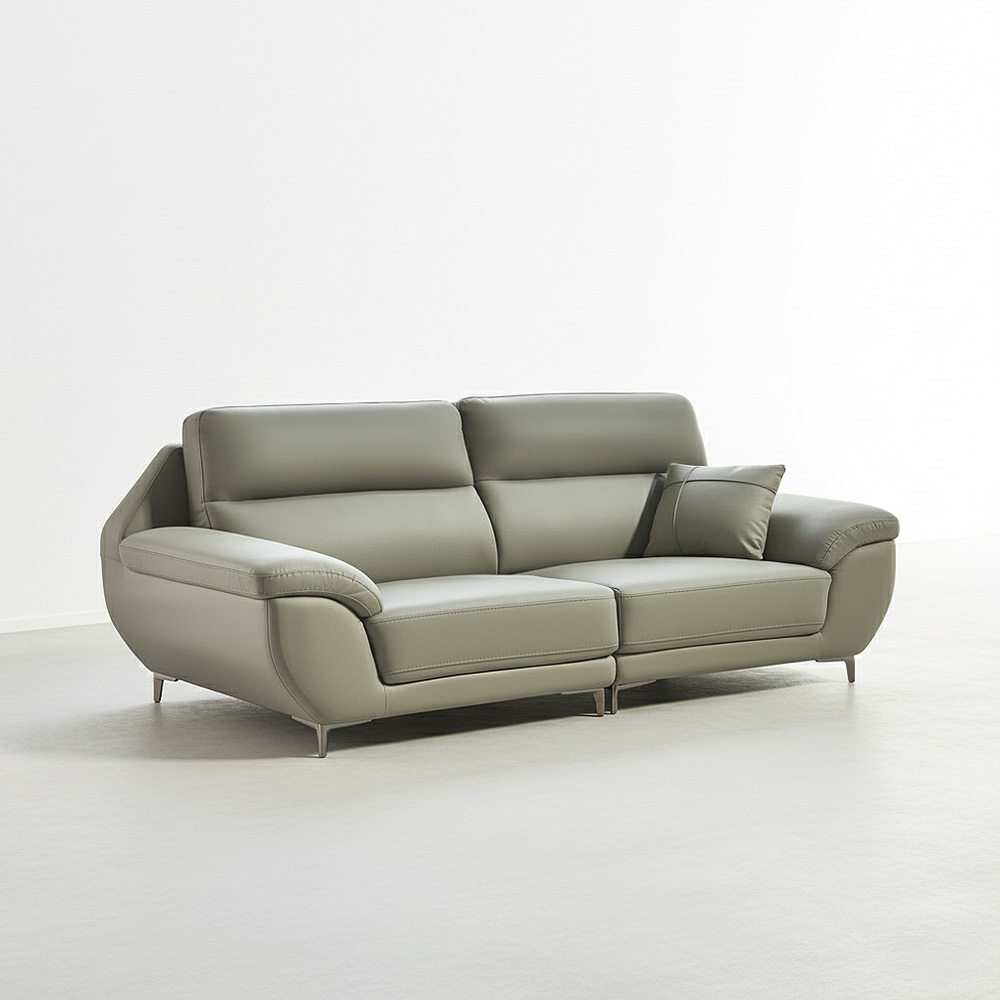 스코나 케이드 실리콘레더 가죽 소파 그레이, 3인용