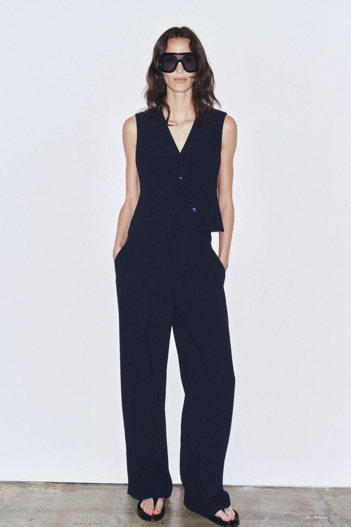 자라 테일러드 비대칭 브이넥 베스트 3811/047 NAVY BLUE - 상세 이미지 4