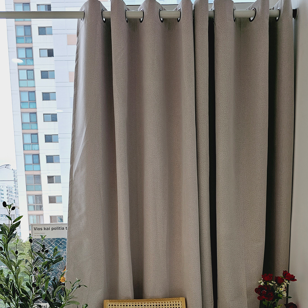 [창문형] 암막커튼+초강력 커튼압축봉 세트 모카베이지, 260x165cm