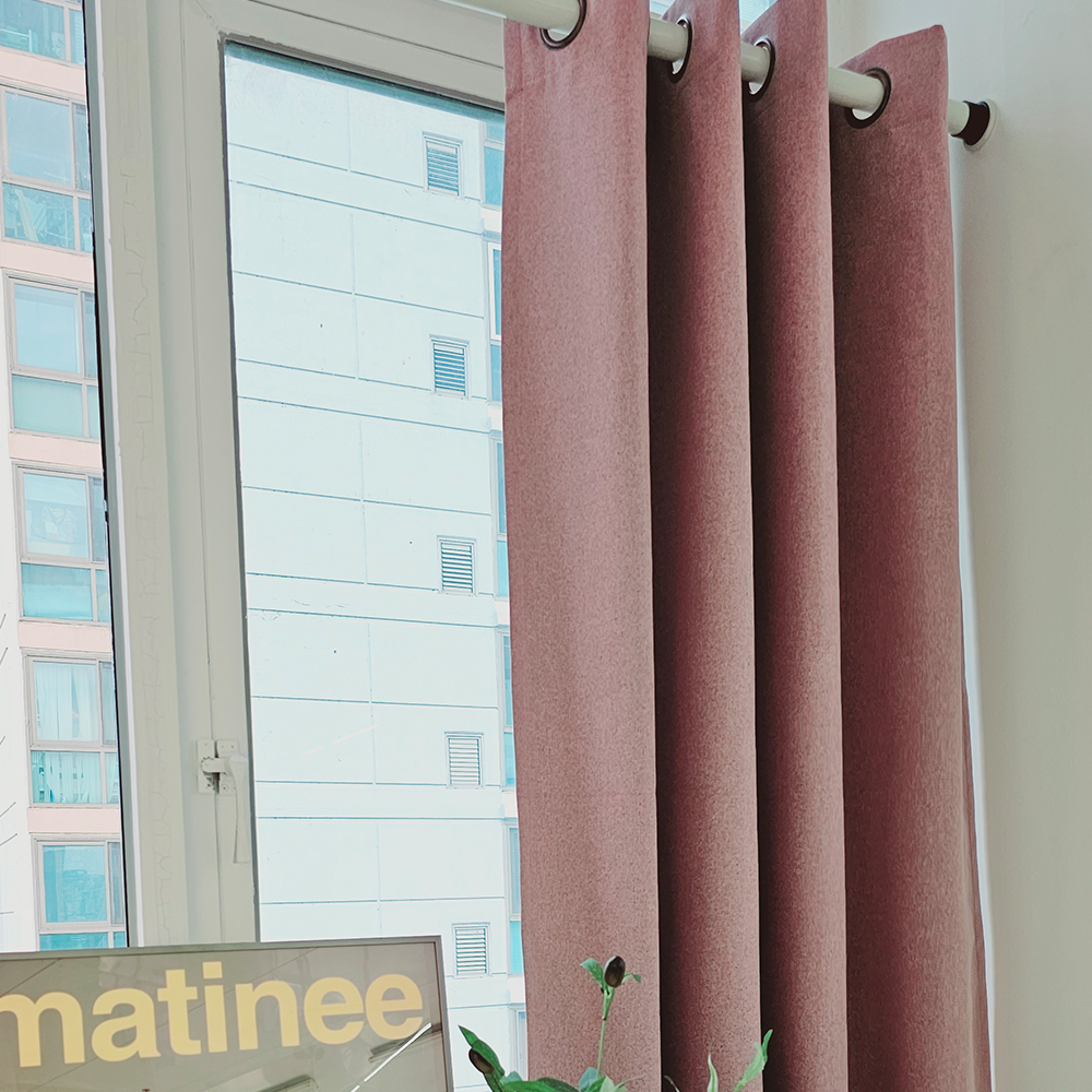 [창문형] 암막커튼+초강력 커튼압축봉 세트 핑크퍼플, 130x165cm