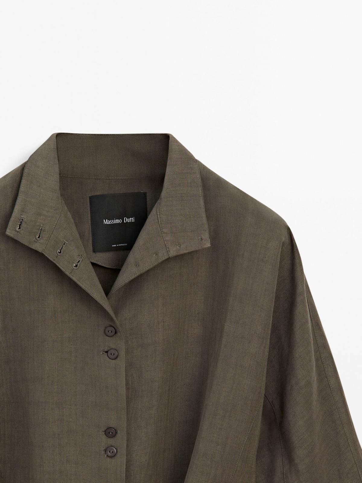 마시모두띠 린넨블렌드 마오카라 와이드핏 벨트자켓 6704/796 MOLE BROWN - 상세 이미지 5