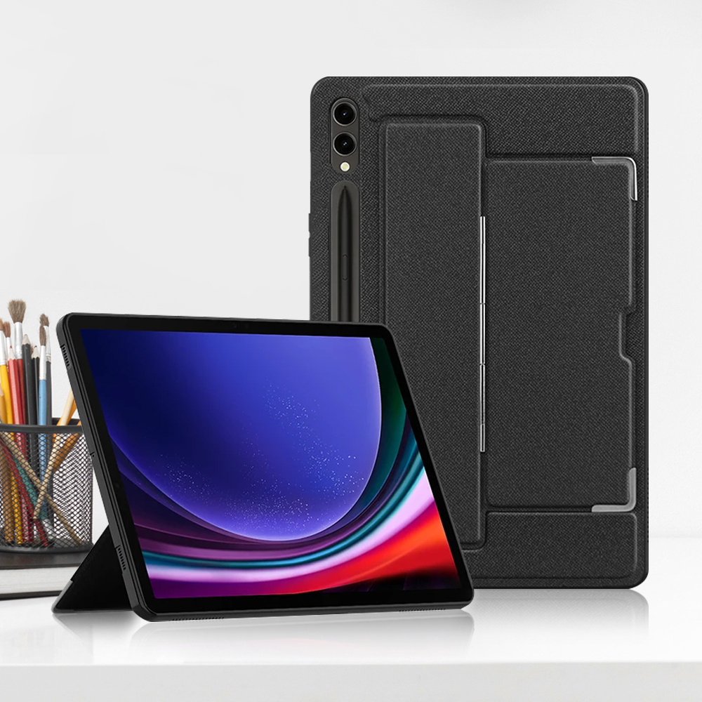갤럭시탭 S9 FE 플러스 케이스 범퍼 세로 거치 킥스탠드 킥쉘 블랙, 탭 S9 FE+/S9+ - 상품 이미지