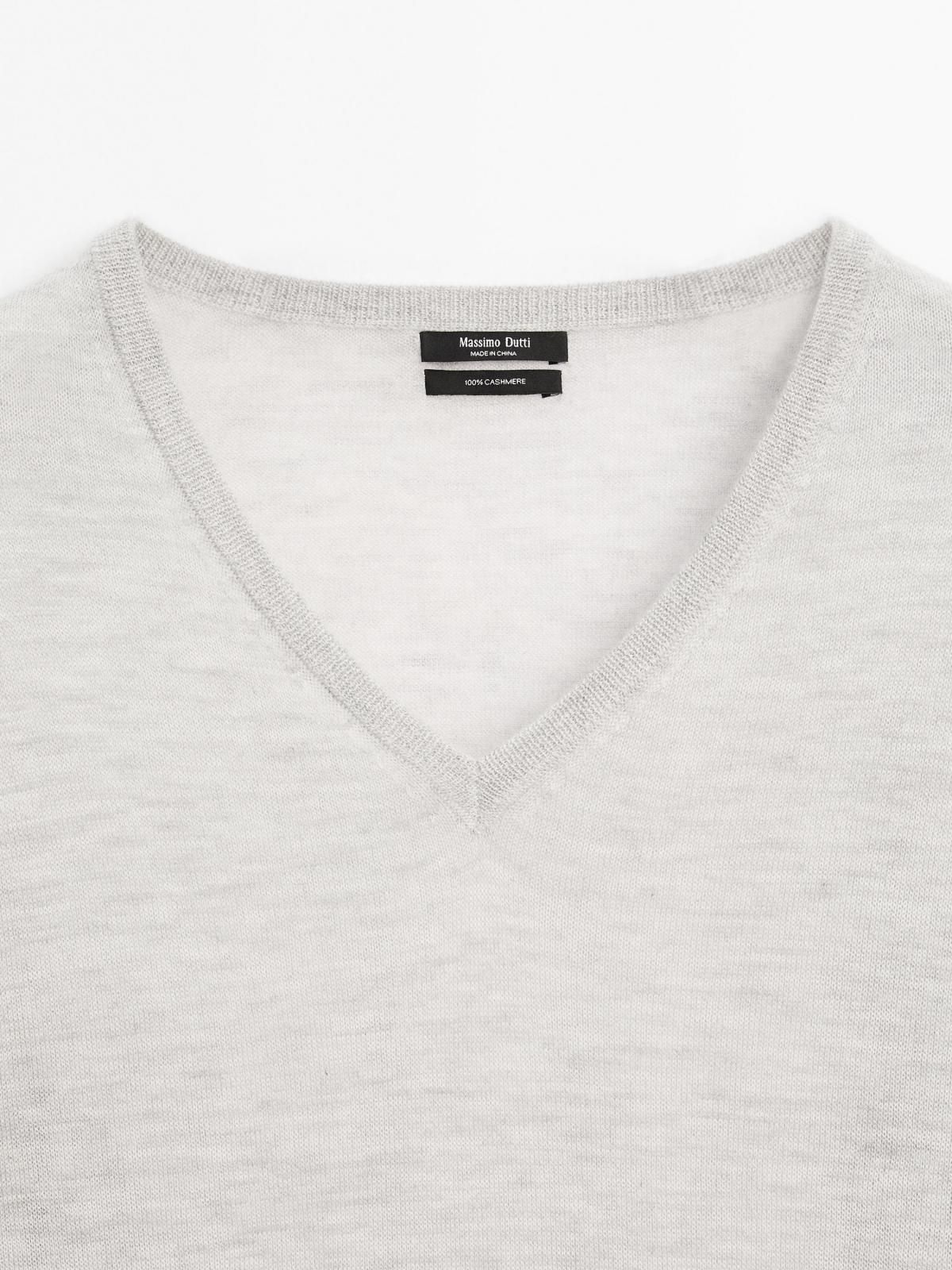 마시모두띠 프리미엄 캐시미어 브이넥 파인 니트 스웨터 5621/635 PALE GREY - 상세 이미지 5