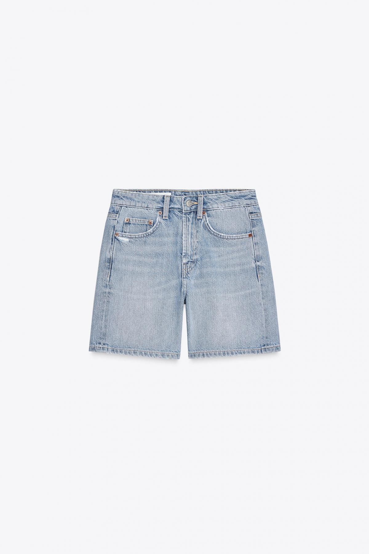 자라 트렌디 미드라이즈 데님 버뮤다 반바지 5252/105 LIGHT BLUE - 메인 이미지
