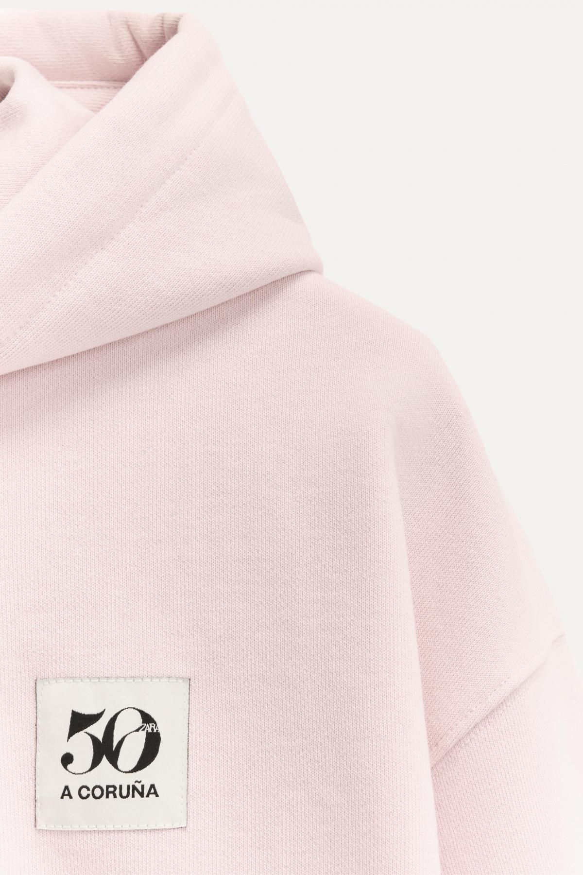 자라 50주년 패치 집업 후드 스웨트셔츠 0085/014 PASTEL PINK - 상세 이미지 3