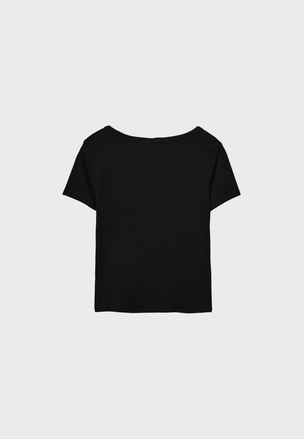 스트라디바리우스 베이직 브이넥 버튼 반팔 티셔츠 7060/125 BLACK - 상세 이미지 3