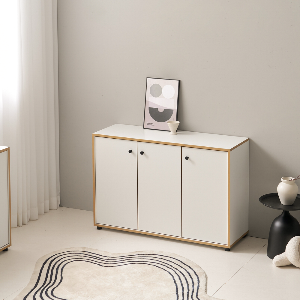 세렌 맘마존 베란다수납장 복도 lp수납장 안방 침대옆 다용도실 1200x400x800mm, 2단, 화이트 - 상세 이미지 2