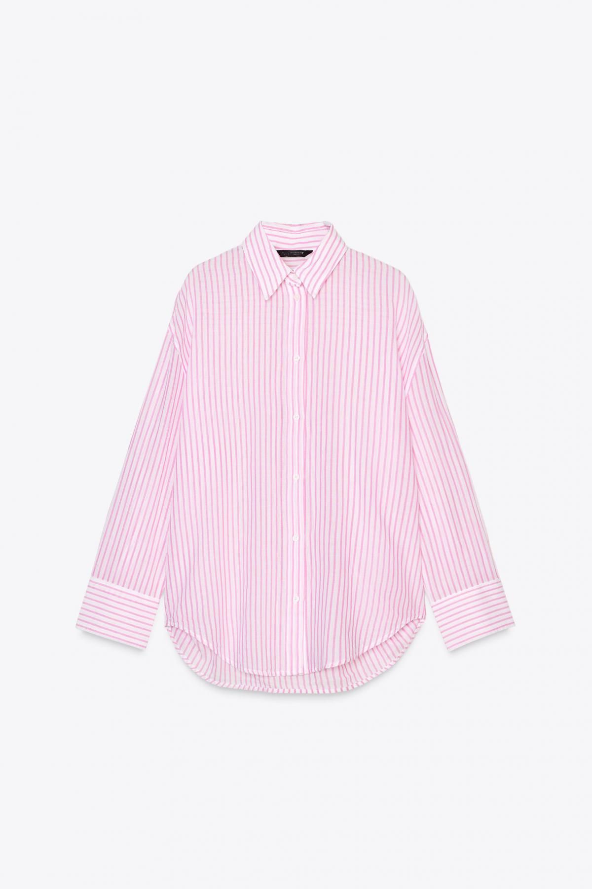 자라 오버사이즈 스트라이프 코튼 셔츠 7521/078 WHITE / PINK - 메인 이미지