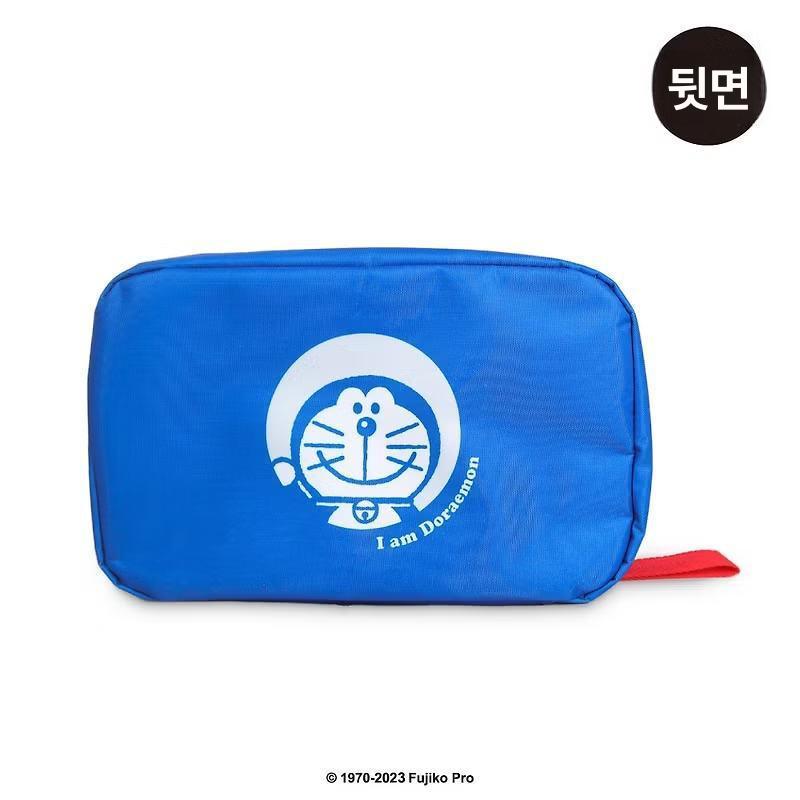 도라에몽 세면도구 화장품 파우치 방수 접이식 여행용 다기능 수납 걸이형 가방 백 메이크업 블루 - 상세 이미지 2