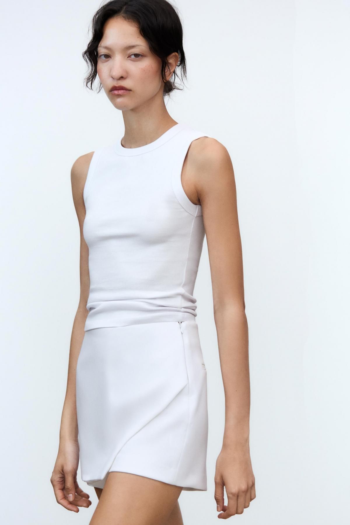 자라 비대칭 스커트 팬츠 3152/532 WHITE - 상세 이미지 3