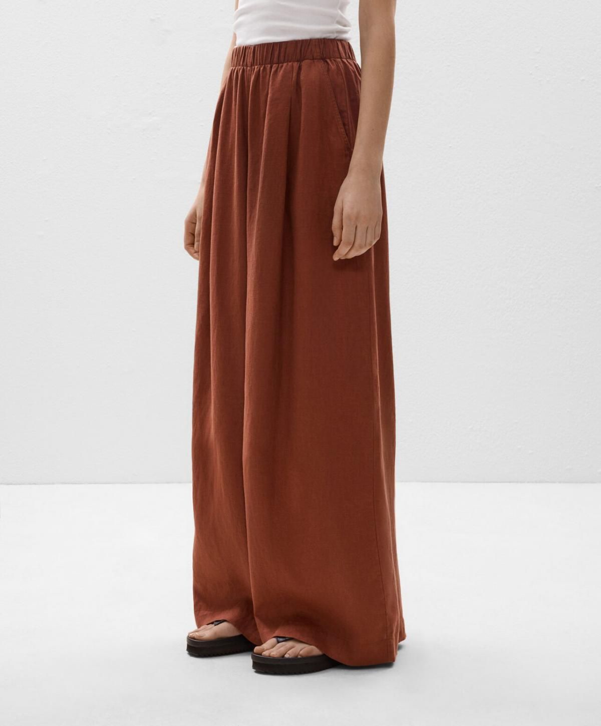 오이쇼 린넨 와이드 스트레이트 팬츠 0334/473 TERRACOTTA - 상품 이미지