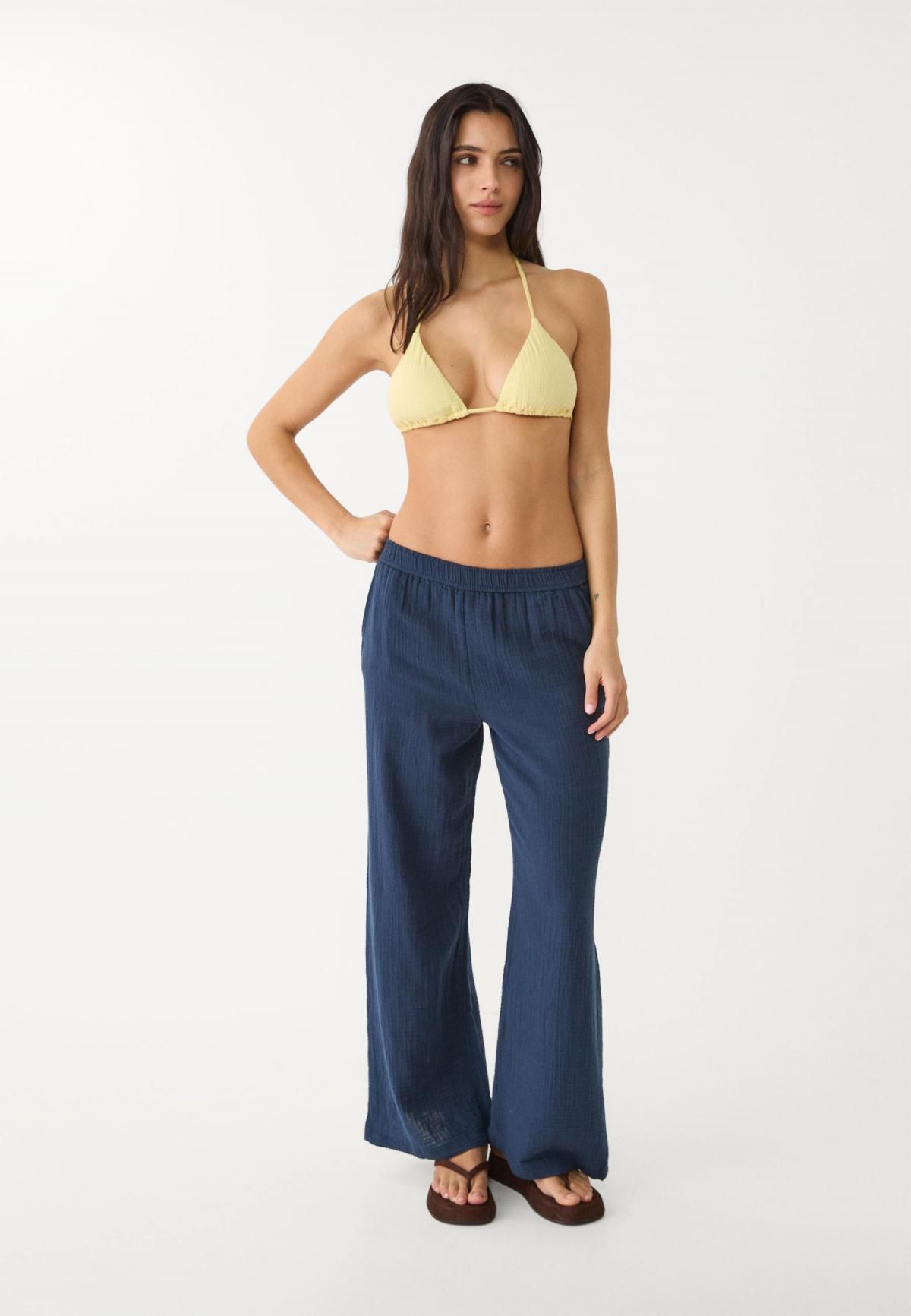 스트라디바리우스 코튼 플루이드 와이드 밴딩 팬츠 7260/583 NAVY BLUE - 상세 이미지 4