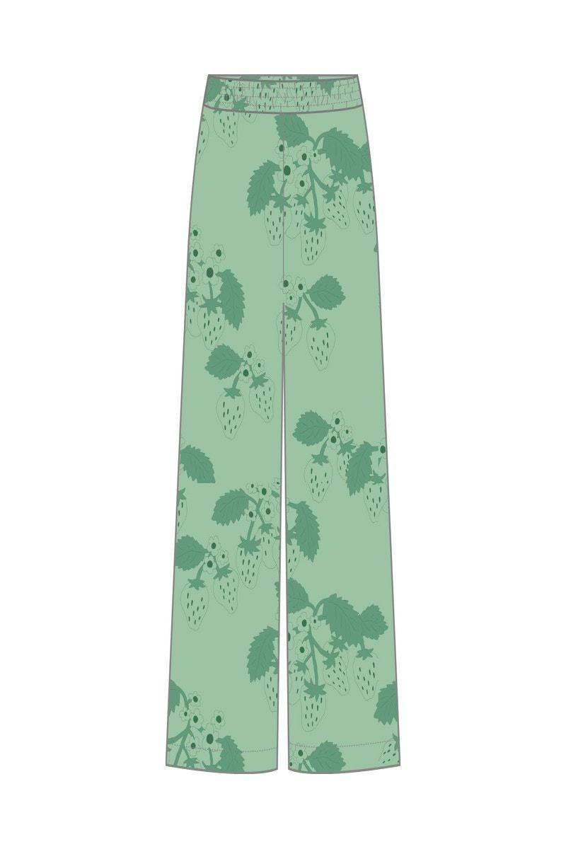 타이니코튼 라이트그린 스트로베리 패턴 와이드 팬츠 SS25-622R22 ONE COLOR - 상세 이미지 3