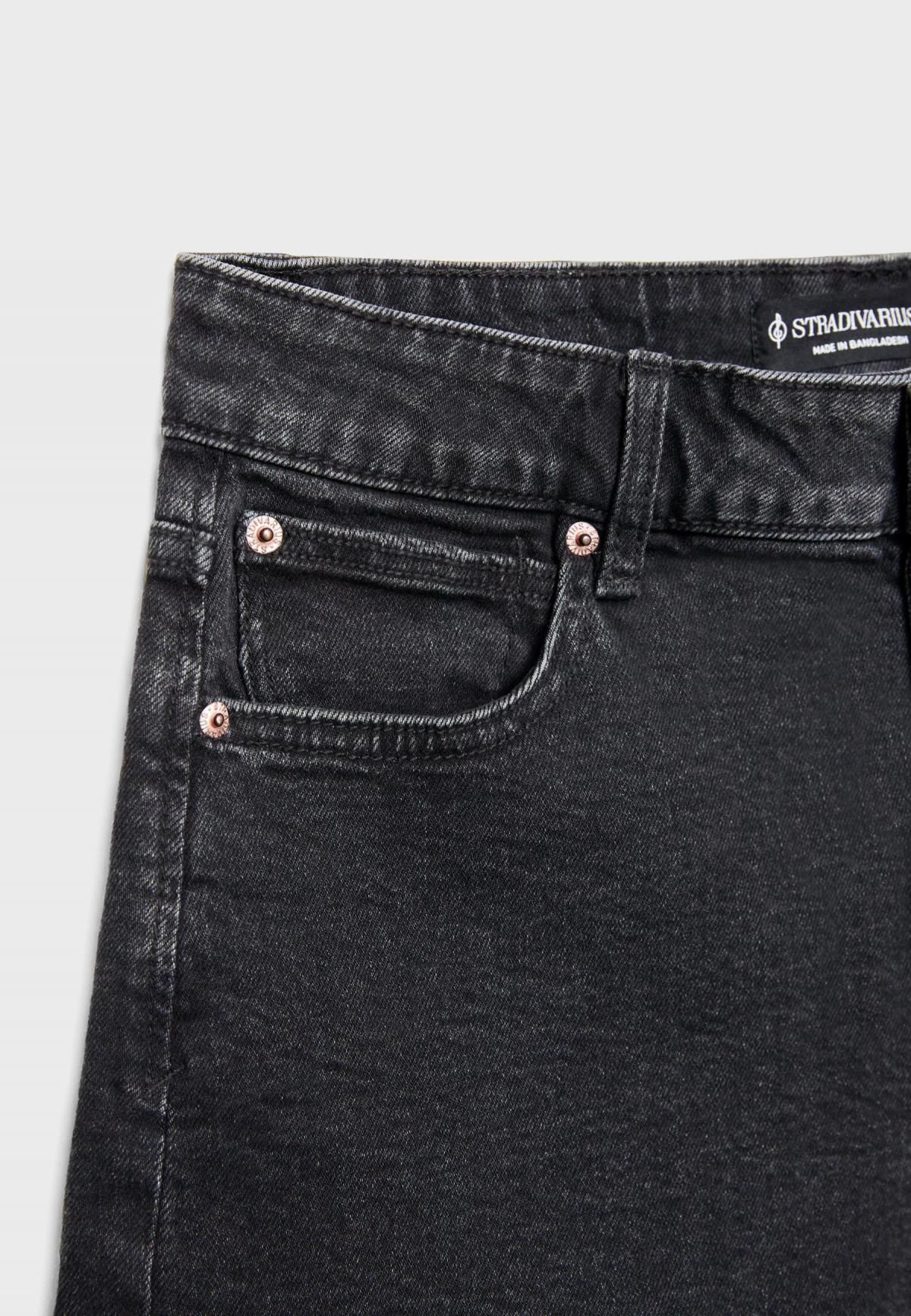 스트라디바리우스 데님 하이웨이스트 슬림 맘핏 반바지 1365/425 BLACK DENIM WASH - 상세 이미지 4