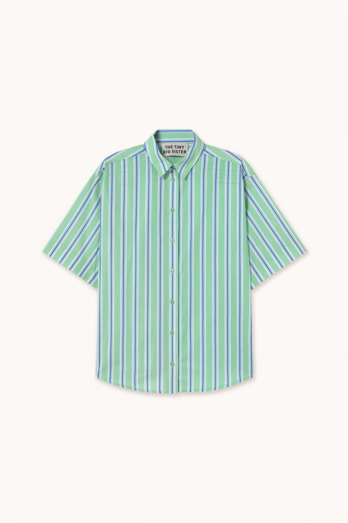 타이니코튼 스트라이프 오버핏 반팔 셔츠 SS25-631R22 ONE COLOR - 메인 이미지
