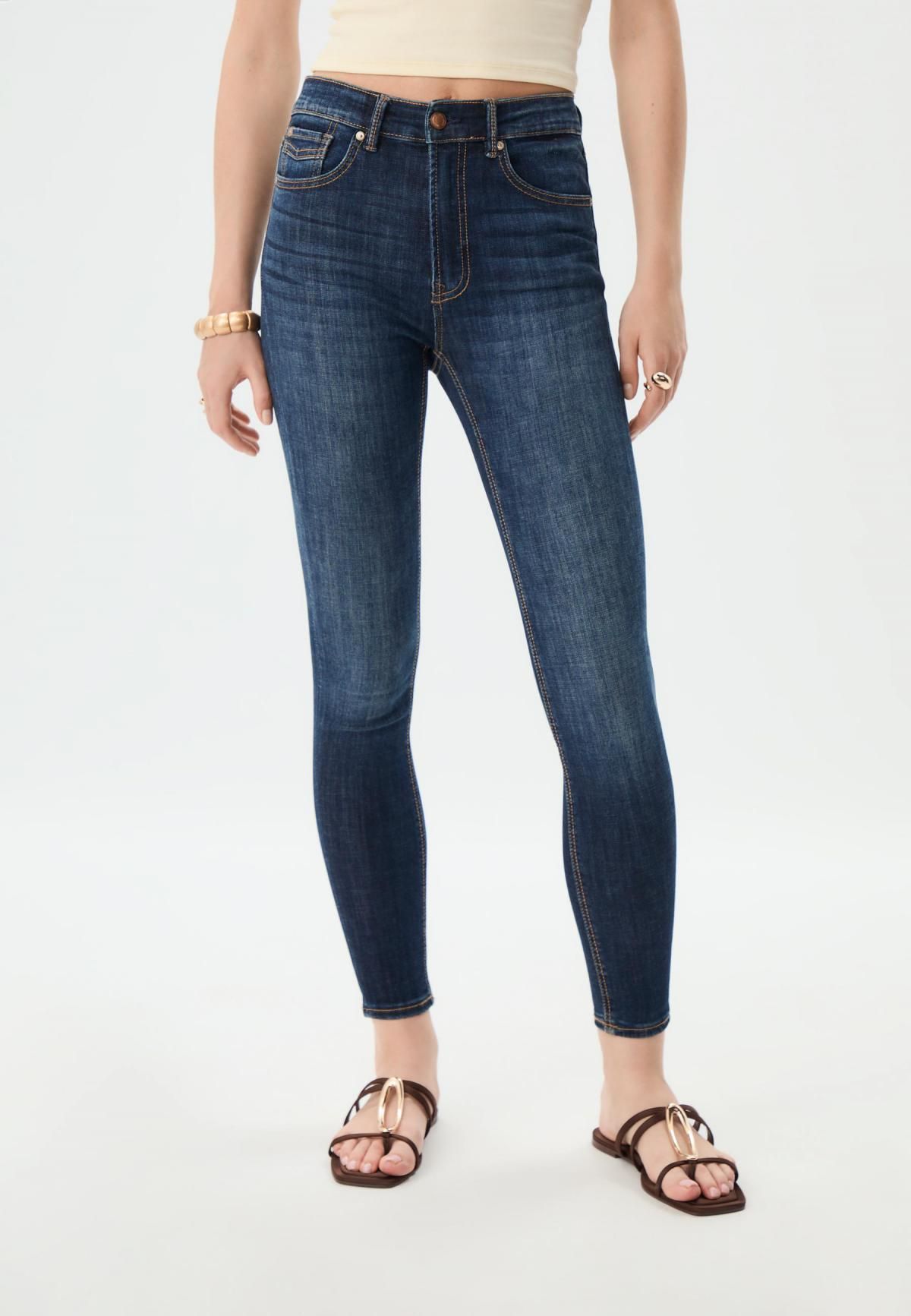 스트라디바리우스 슈퍼스트레치 레귤러 스키니핏 데님 청바지 1400/500 OVERDYED BLUE DENIM - 메인 이미지