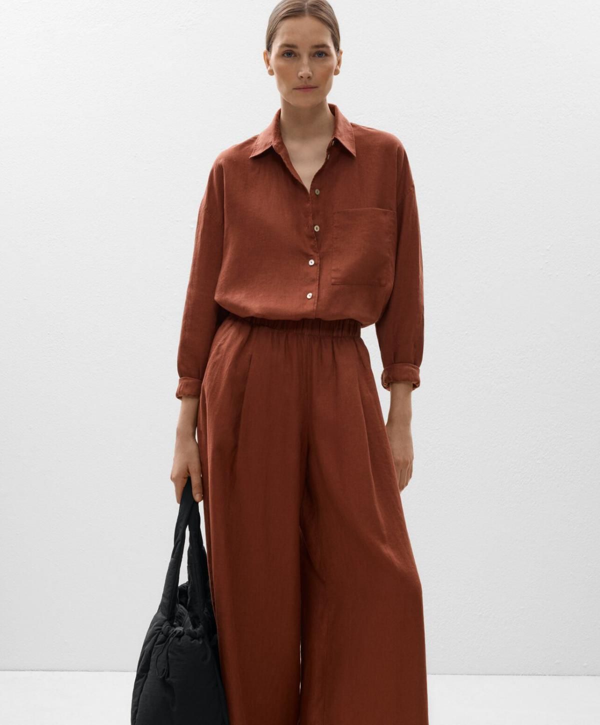 오이쇼 린넨 와이드 스트레이트 팬츠 0334/473 TERRACOTTA - 상세 이미지 5