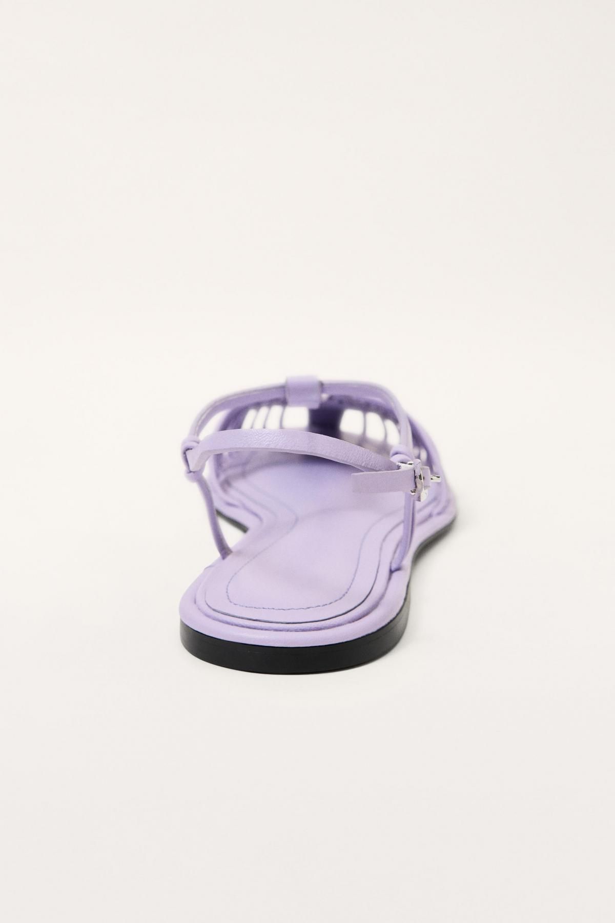 자라 브레이드 레더 케이지 스트랩 샌들 4501/610 MAUVE PURPLE - 상세 이미지 5