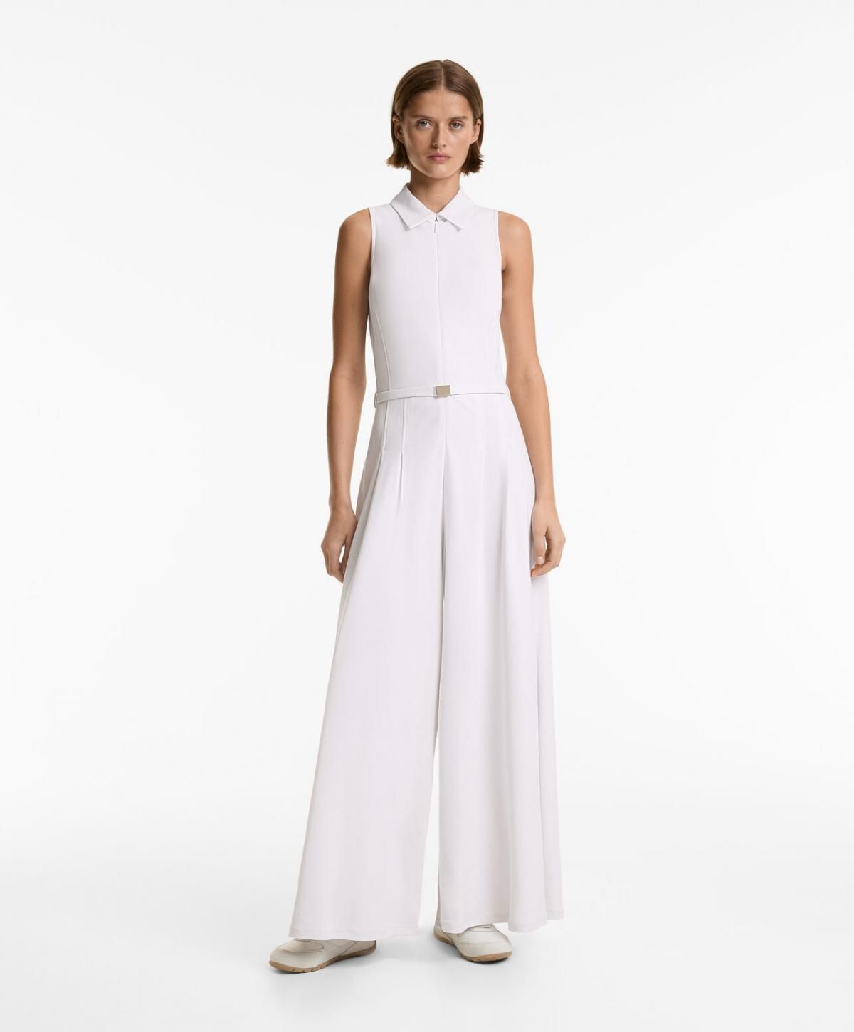 오이쇼 모달 프리미엄 폴로카라 슬리브리스 롱 점프수트 3335/734 WHITE - 상세 이미지 3