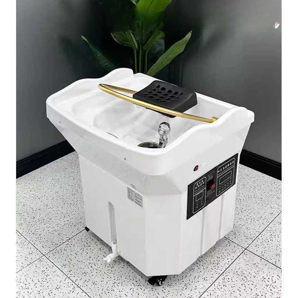 이동식 샴푸대 미용실 전용 간이 바버샵 세척 세면대 화이트 세면대+온수+60L항온+물순환 - 상세 이미지 2
