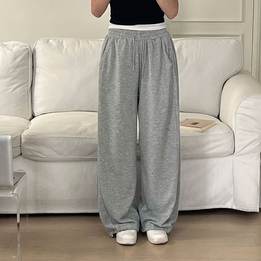 핀턱와이드팬츠 키작녀트레이닝 하비바지 그레이, FREE(One size) - 상세 이미지 5