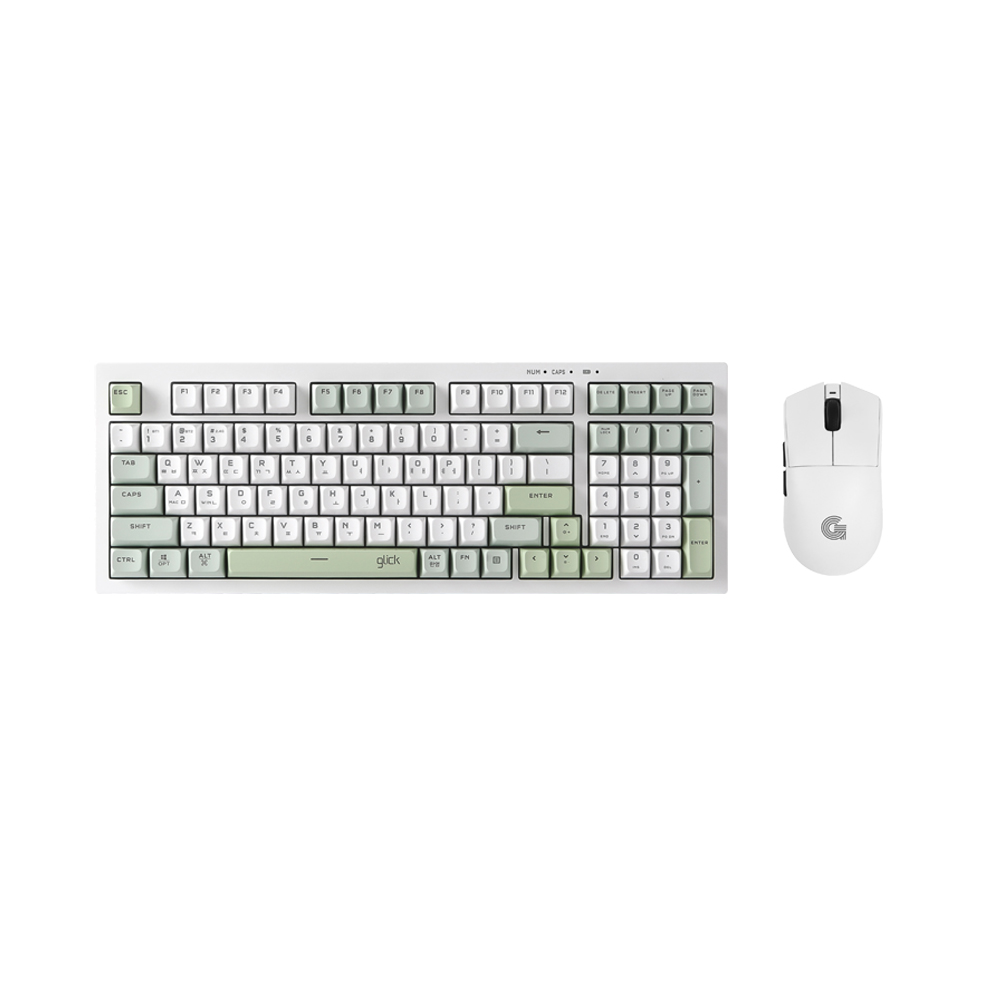 지클릭커 오피스프로 WMK990 사일런스 M 무소음 방수 무선 블루투스 98 키보드 마우스 세트 Greenwich - 상품 이미지