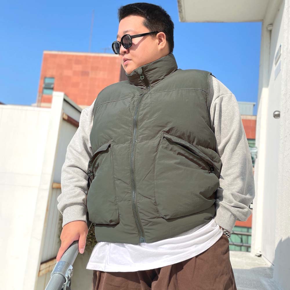 남자빅사이즈 패딩 조끼 푸퍼 웰론 하이넥 베스트 L~6XL(100-130) - 상세 이미지 2