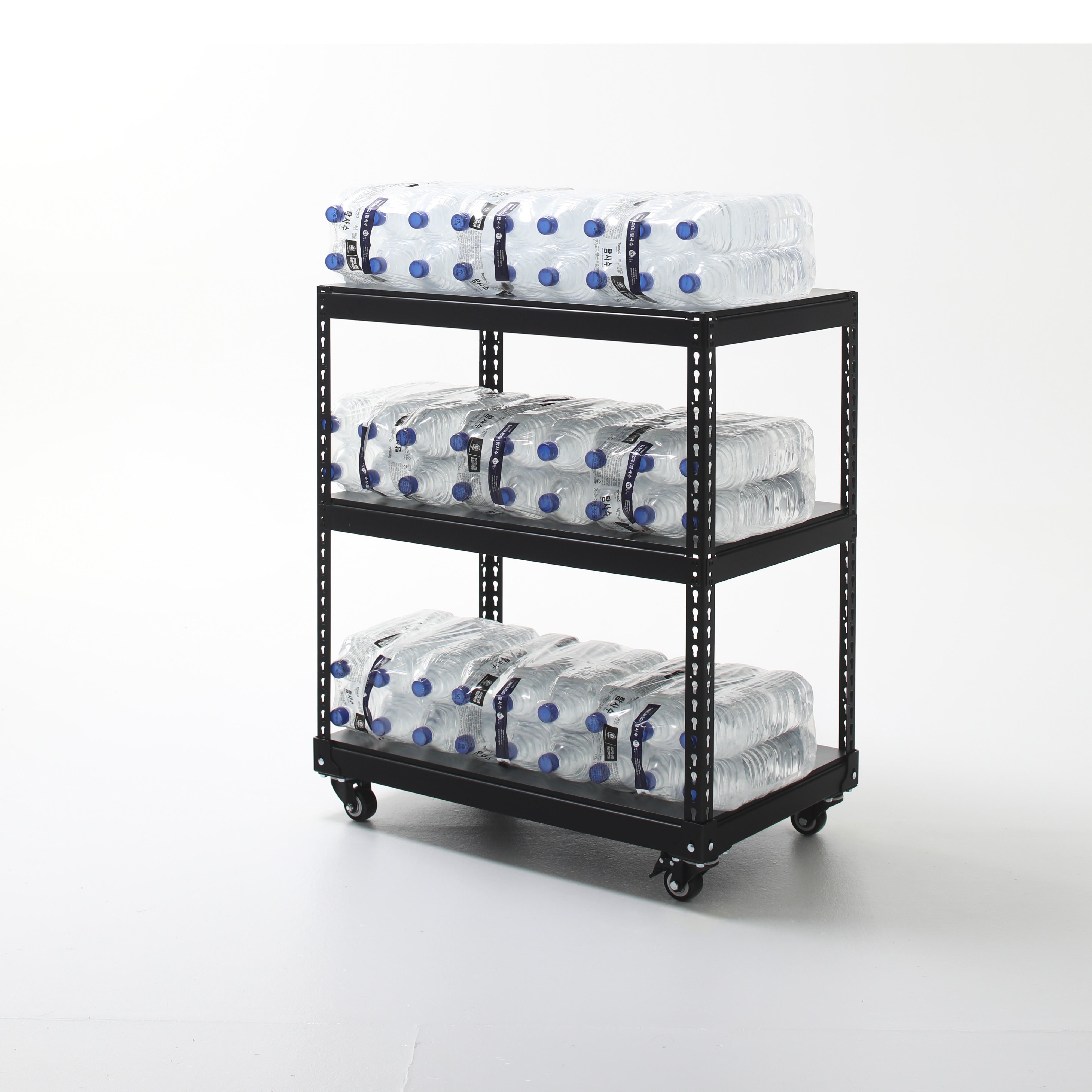 폴던스랙 올스틸 올블랙 홈 카페 거실 수납 선반 인테리어 선반장 1000x400x600mm, 3단, 블랙 - 상세 이미지 5
