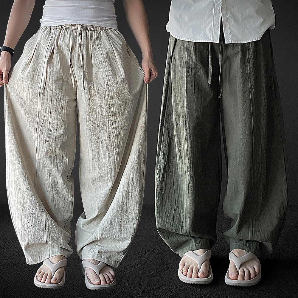 1+1 벌룬팬츠 남자린넨바지 커브드팬츠 - 상품 이미지