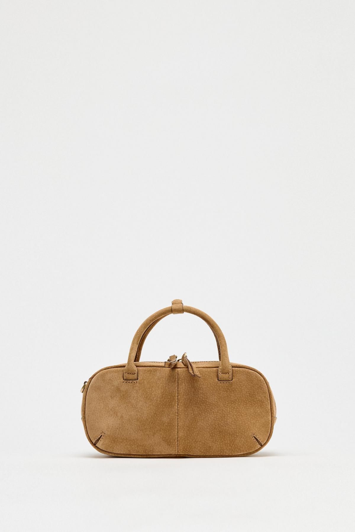 자라 미니멀 스웨이드 더블 핸들 토트백 6635/510 SAND/BROWN - 메인 이미지