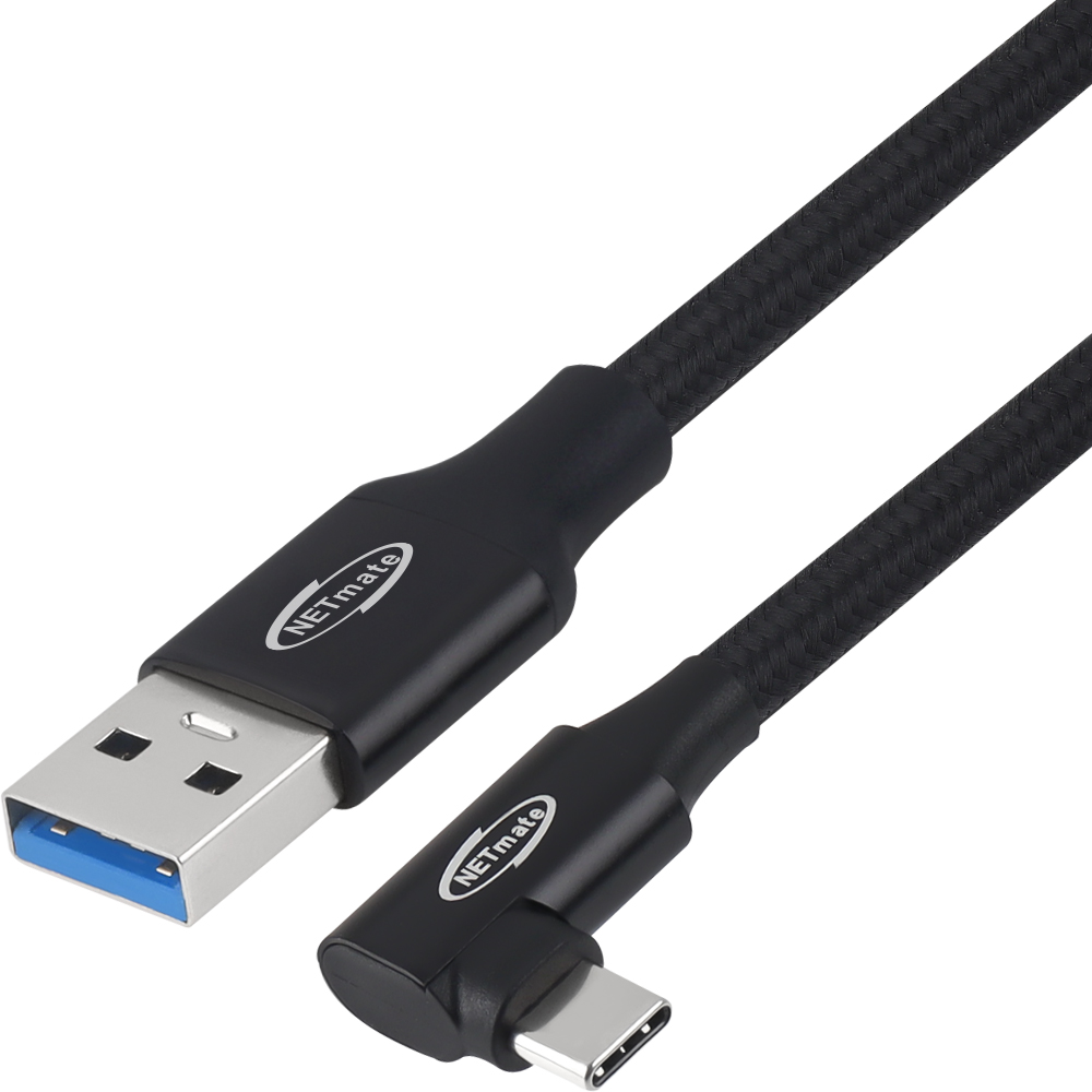 강원전자 넷메이트 USB3.2 Gen2 AM-CM 꺾임 케이블 1m (블랙) NM-UAC301BA - 상세 이미지 2