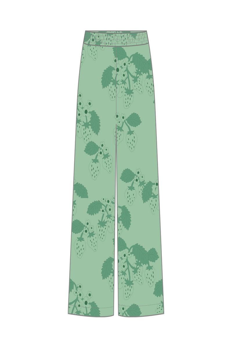 타이니코튼 라이트그린 스트로베리 패턴 와이드 팬츠 SS25-622R22 ONE COLOR - 상세 이미지 2