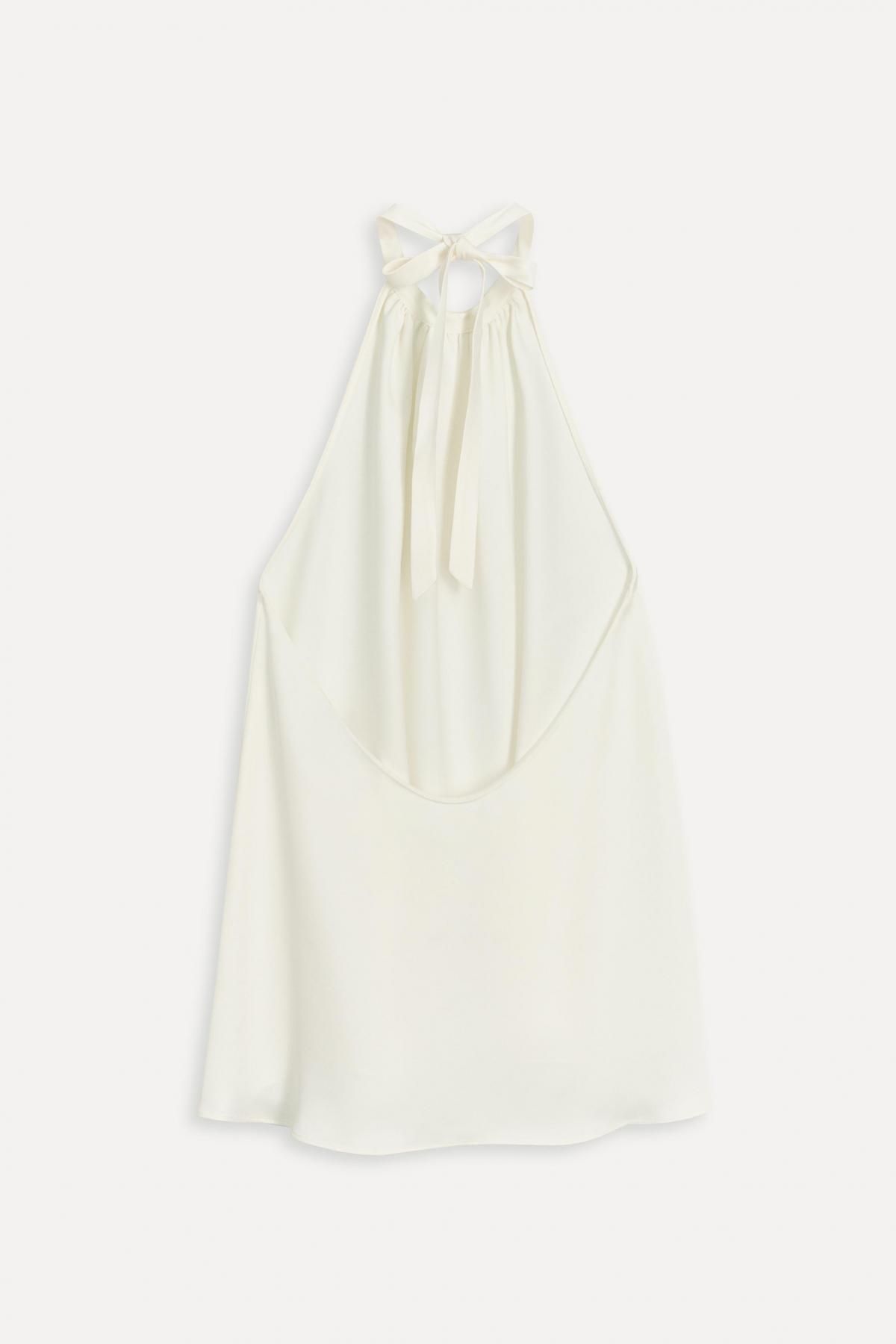 자라 50주년 기념 미니멀 홀터넥 민소매 탑 3307/680 OYSTER-WHITE - 상세 이미지 4